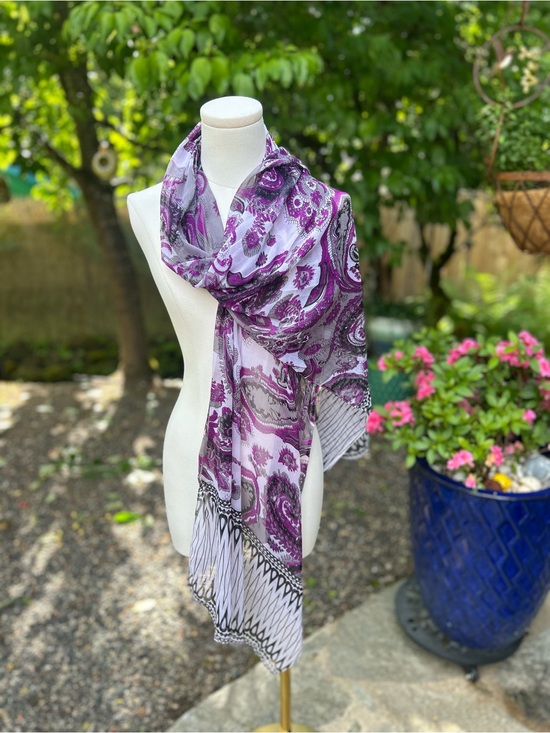Accessories - Lightweight Purple Paisley Women's Scarf